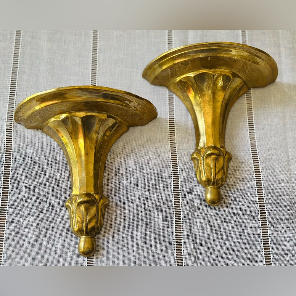 Vintage brass wall Demi-lune sconces